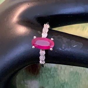 Size 9 African Ruby Diamond 925 ring